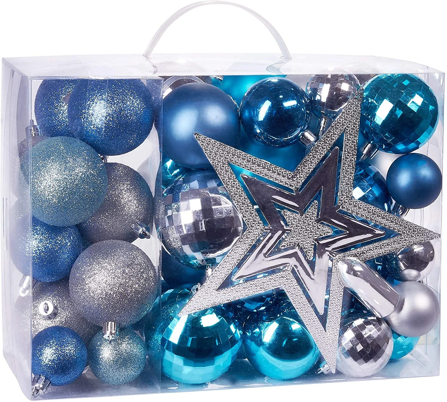 2021 new arrival wholesale DIY plastic clear ornaments glass tree balls decorations christmas blue plain balls small