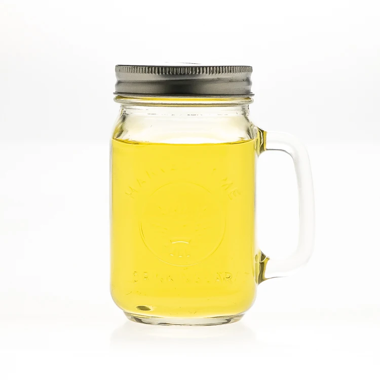 Factory Direct Wholesale 400ml Square Beverage Jars 13oz Custom Glass Mason Jars with lids and Handle