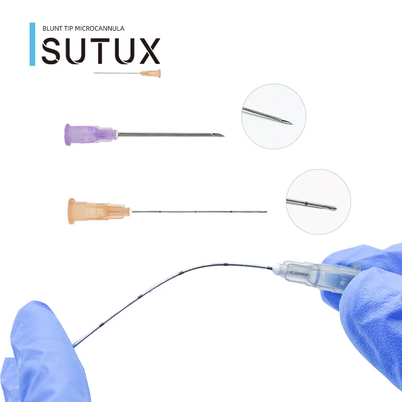 Sutux 27G 50mm Sterile HA Haluronic acid  fine micro cannula blunt tip dermal fillers injection needle for beauty