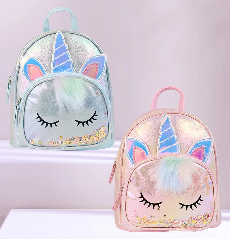 Cute Kids Unicorn Backpack Multicolor Pu Leather Unicorn School Backpacks for Children