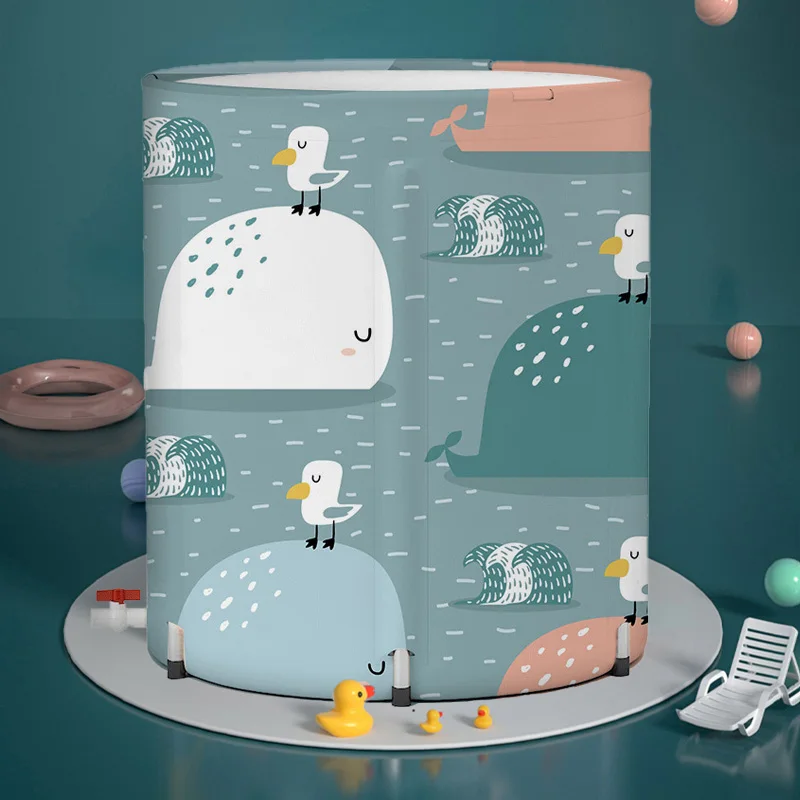 Indoor 1 year old swim pool Outdoor travel portable child inflated bathtub inflatable baby foldable whale blue bath tub