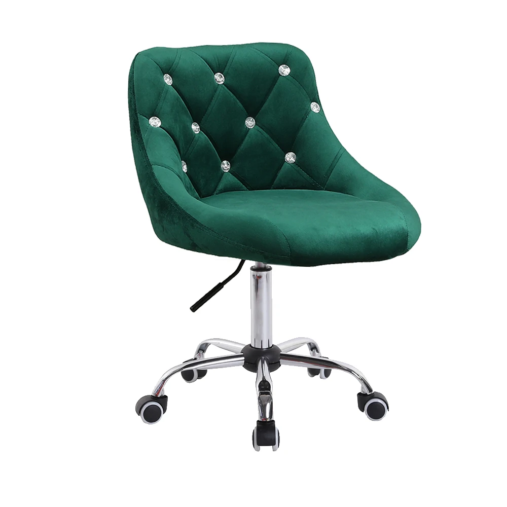 Luxury Velvet Height Adjustable Upholstered Swivel Salon Bar Stool master chairs with Five Wheels