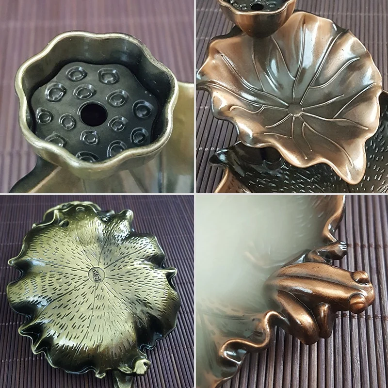 Hot Selling  Lotus Shaped  Metal Incense Burner Cone Incense Holder Burner Backflow Incense Holder
