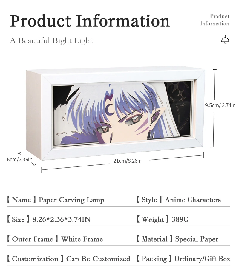 Newest Design 3D Lenticular Sheet Anime Figure Poster Light Box Custom Patterns Led Light Box Framed Poster