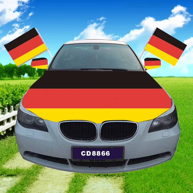 Customized high quality products 120*160cm elastic polyester strong and durable car cover flag Customized German car hood flag