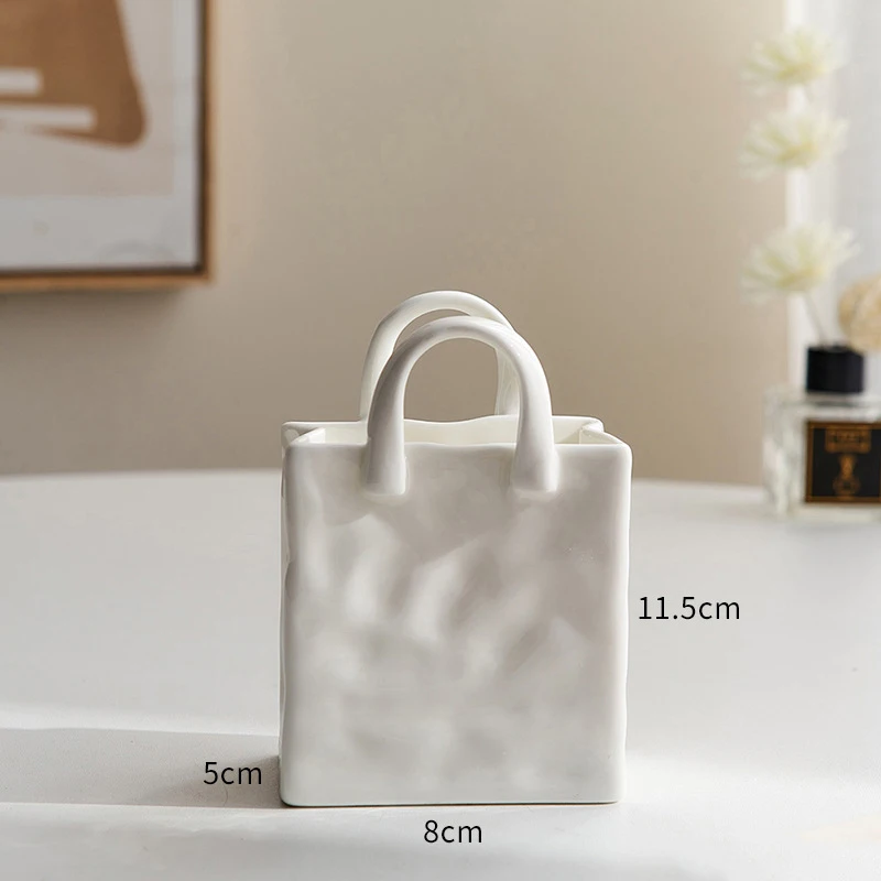 Table Top Decoration Creative Arrangement Simple Modern Porcelain Vase Flower Handbag Ceramic Vase