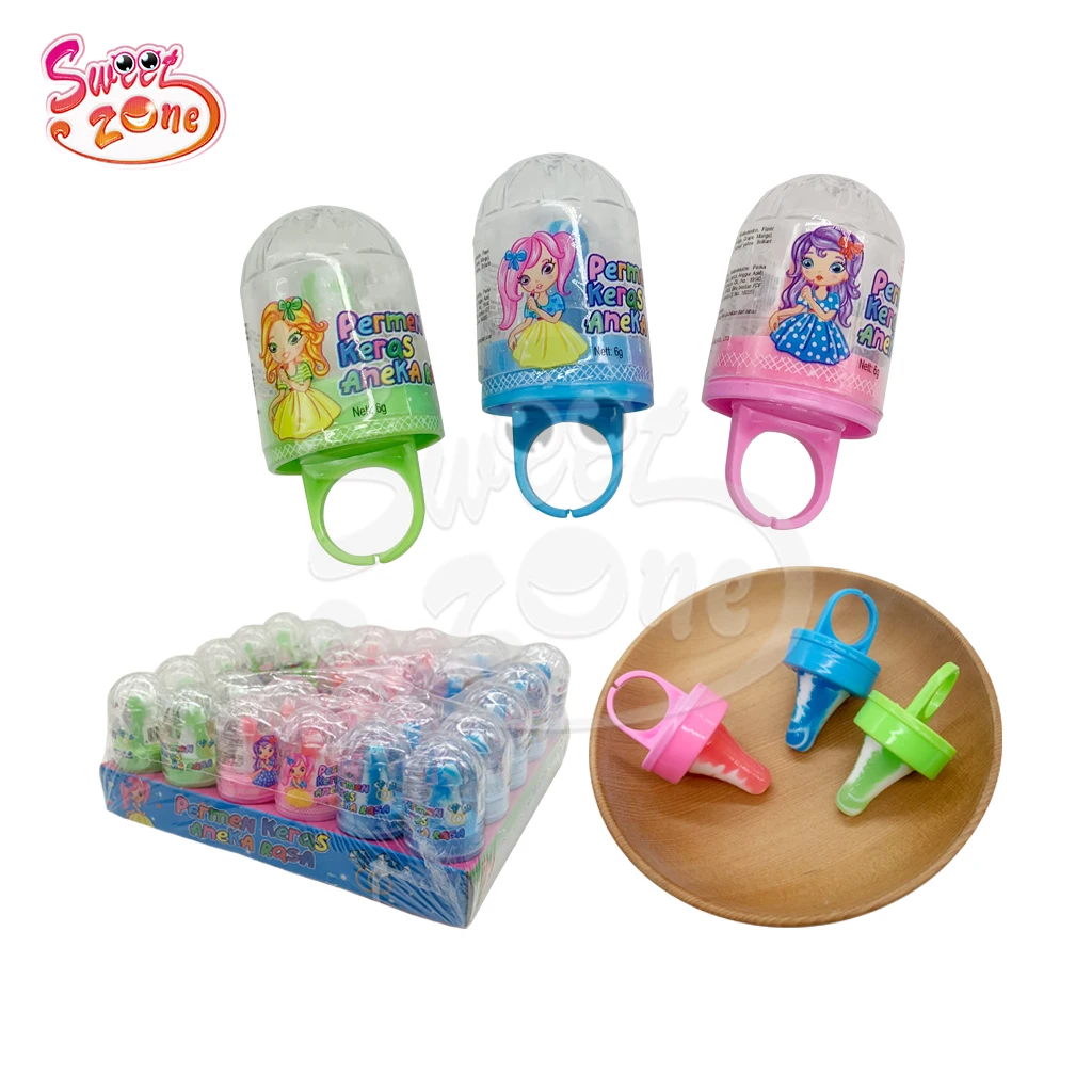 Wholesale oem plastic ring shape nipple hard candy with powder candy