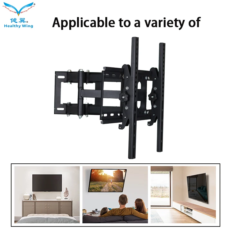 Heavy Duty Double Arm LCD Stand Swivel Bracket Full Motion for Max Steel Plate Weight Material Genius TV Wall Mount