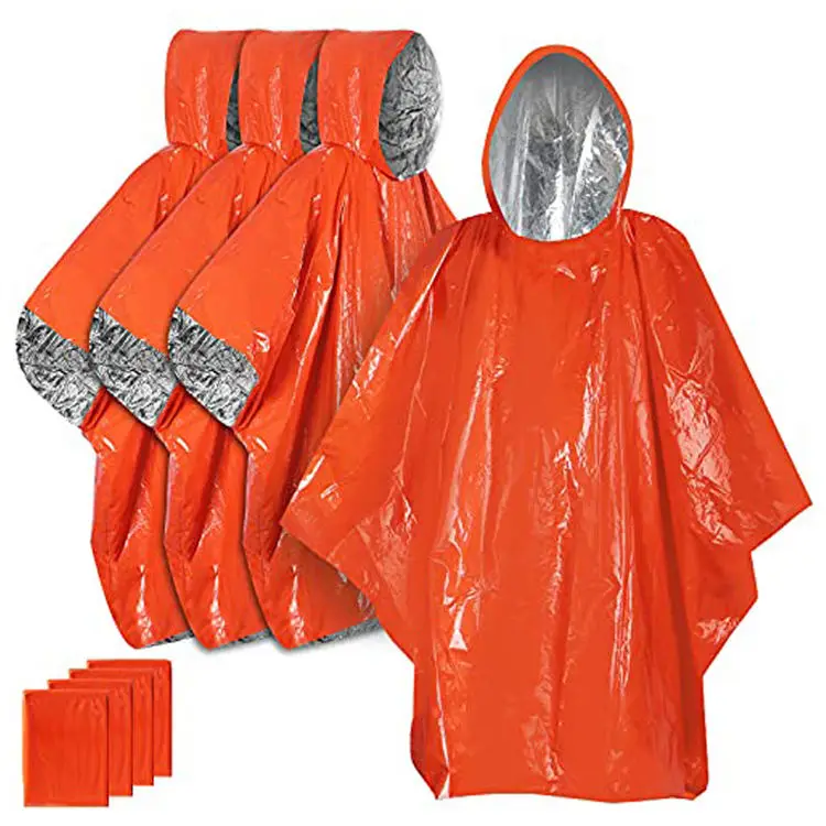 Thermal Mylar Space Emergency Blanket Poncho Keeps Your Gear Dry And Warm Raincoat Survival Equipment For Camping