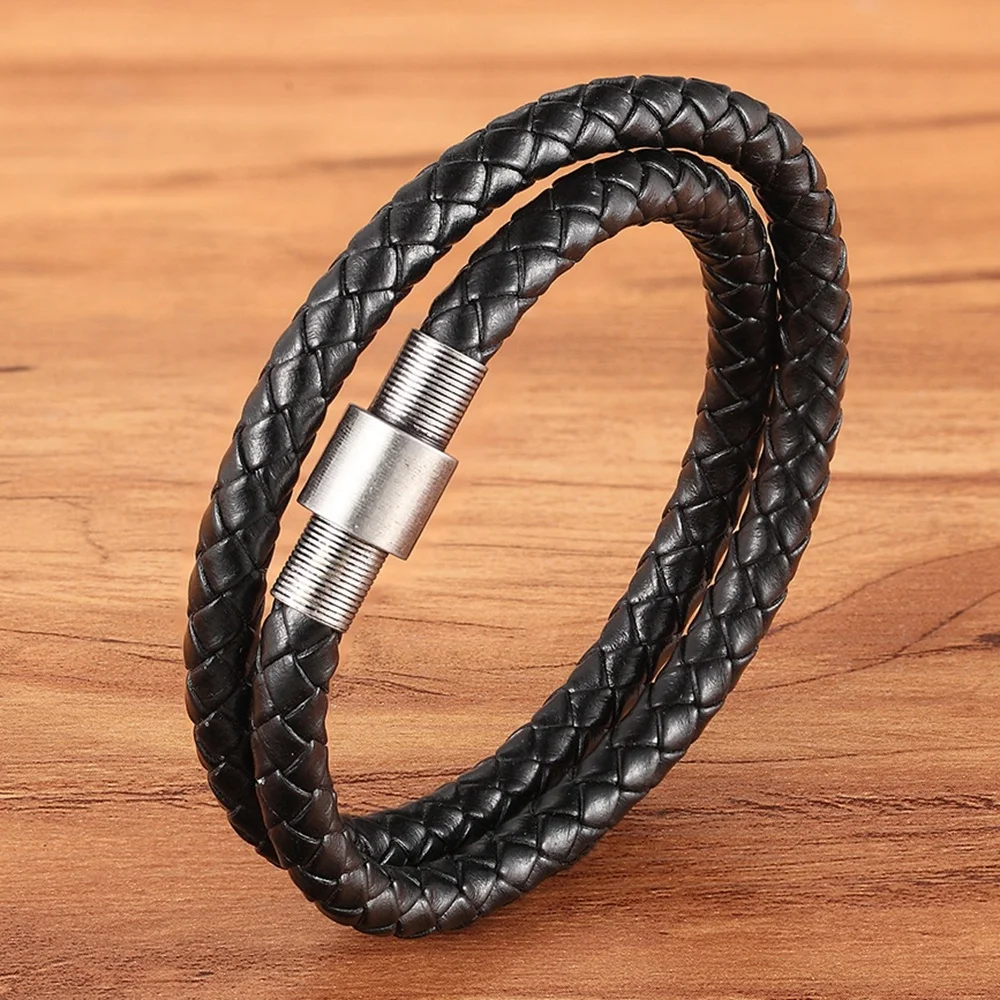 Big Discount Braided Bracelet Stainless Steel Vintage Style Magnet Buckle Men Jewelry Custom Size DIY LOGO Friendship Gift