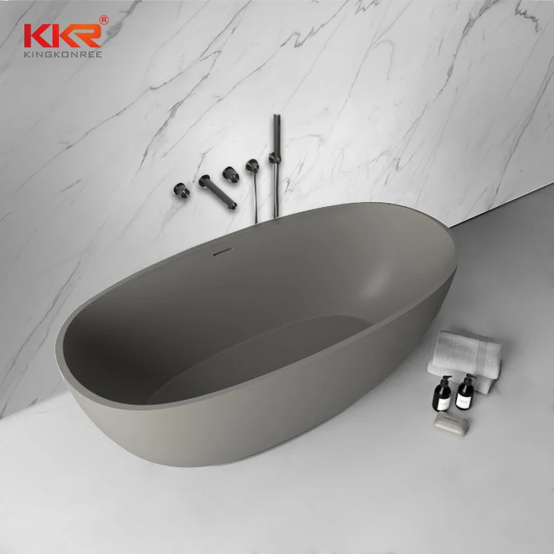 Bathroom modern hot tub artificial marble resin stone Solid surface freestanding soaking bathtub