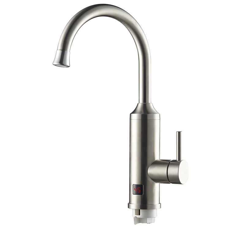 Home 220V 3000W Instant Electric Faucet Tap Hot Water Heater Stainless Steel Under Inflow LED Display Bathroom Kitchen