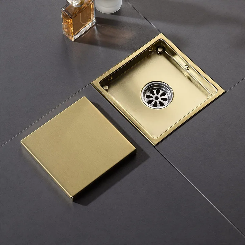 Bathroom shower 304 stainless steel drainage pipe gold anti-odor floor drain