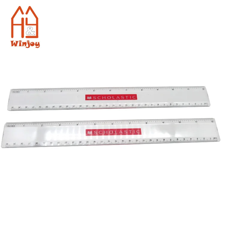 
Custom 15cm/6 inch 30cm/12 inch transparent plastic straight ruler with customized logo print for school and office. 