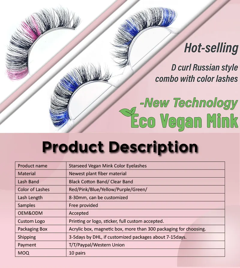 New Style Color Strip Lashes And Unique Custom Packaging Box Products China False Eyelashes Colorful