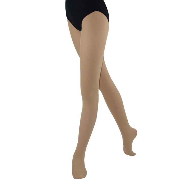 In-stock ready to ship knitted durable convertible light suntan ballet dance tights pantyhose for dancing