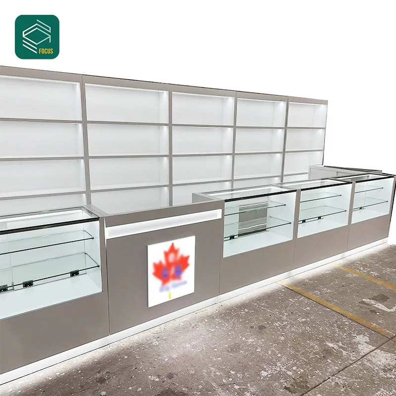 Factory Wooden Tobacco Shop Display Wall Case Glass Cabinet Cigar Display Cabinet Glass Smoke Display