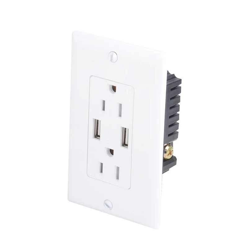 American Dual power receptacle Type A USB port wall socket duplex 2.1A Usb Outlet Sockets for Household