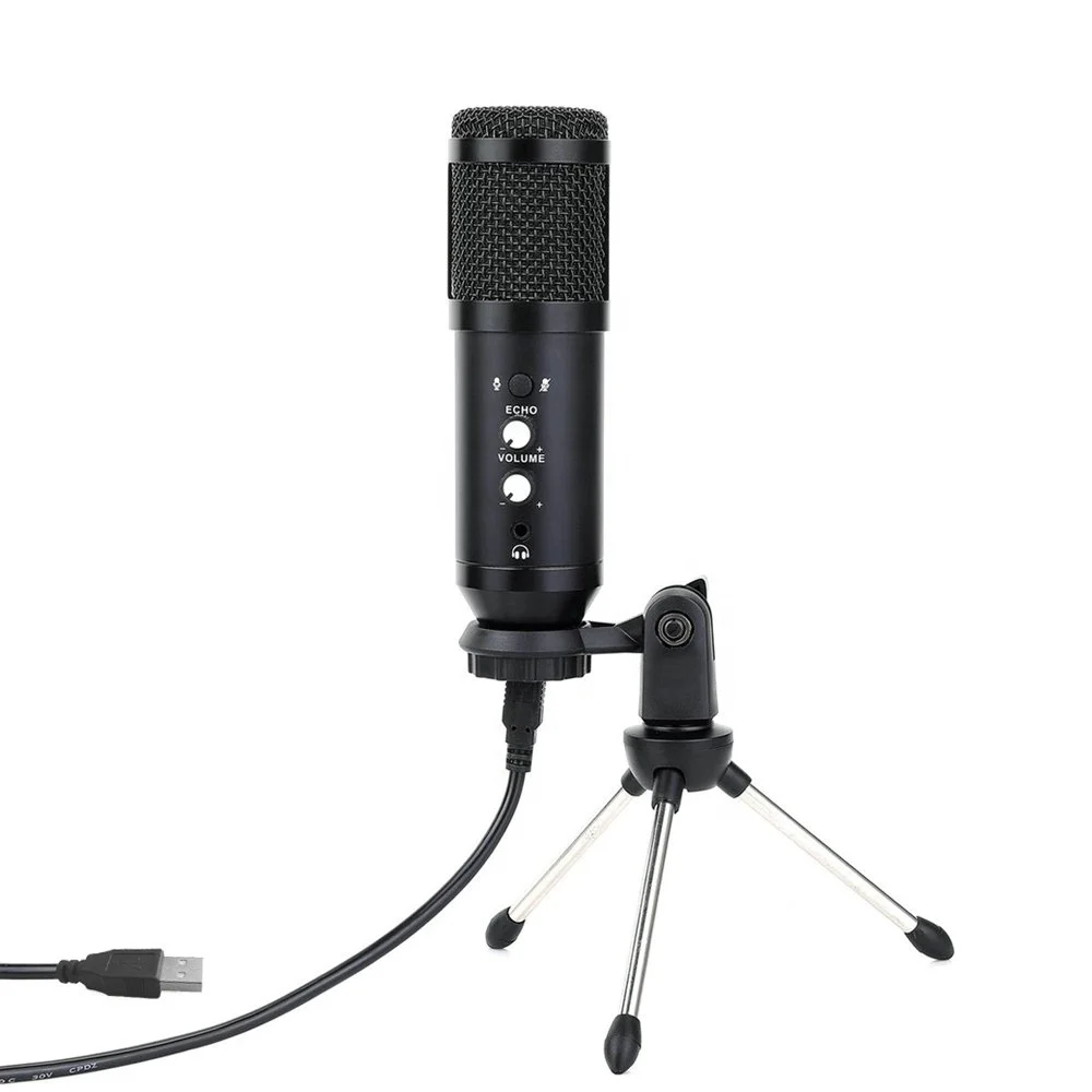 desktop condenser microphone with 3-legged adjustable stand