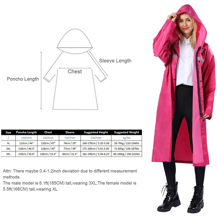 Hooded Rain Jacket for Adults Waterproof Reusable Plastic Central Raincoat Vinyl  Rainwear