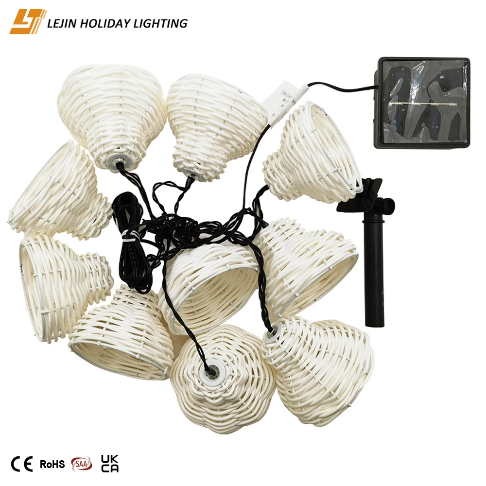 Source manufacturer solar rattan string light waterproof festoon light for light home decor