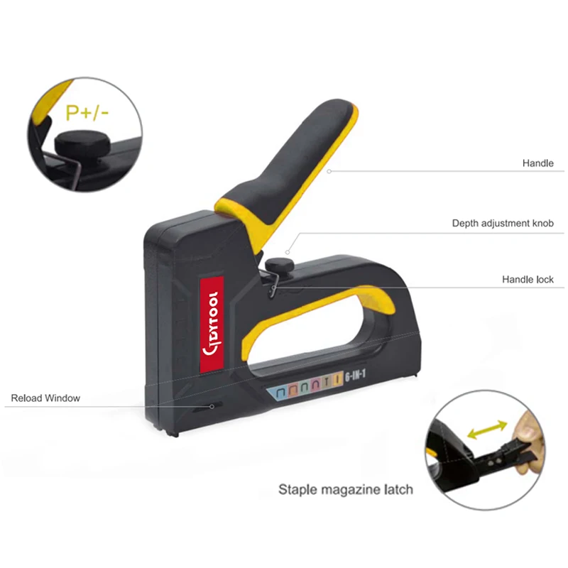 Heavy duty 6 Way Staple Gun tacker 4-14MM Manual stapler GDY-209