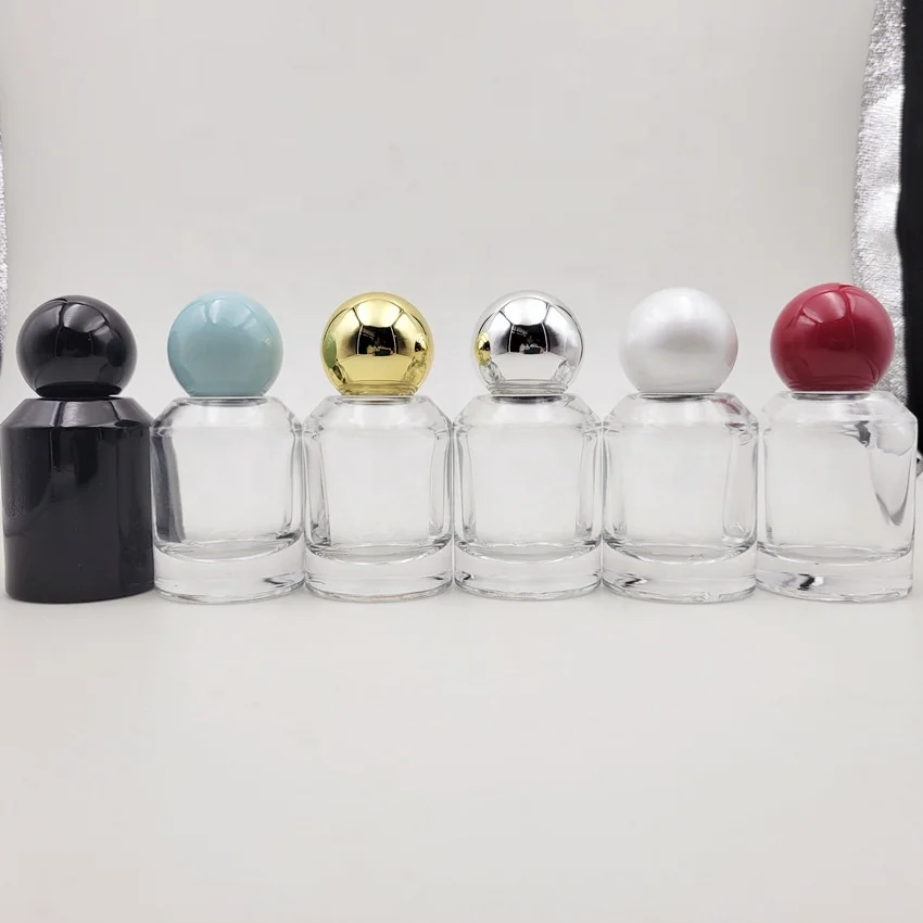 New design Black 30ml Perfume Glass Bottle with Ball-shaped Lid