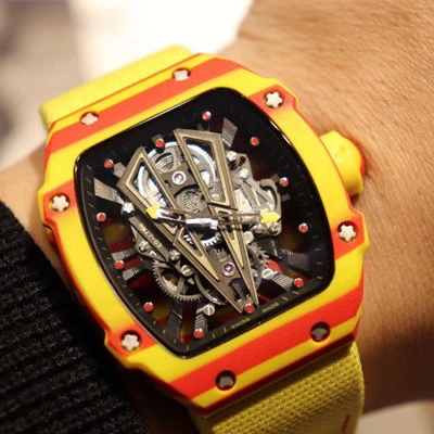 
RM Replika Carbon Fiber Case Richard Mill Stainless Steel Swi Movement Silicon Strap Best Quality Original Clone Mechanical 