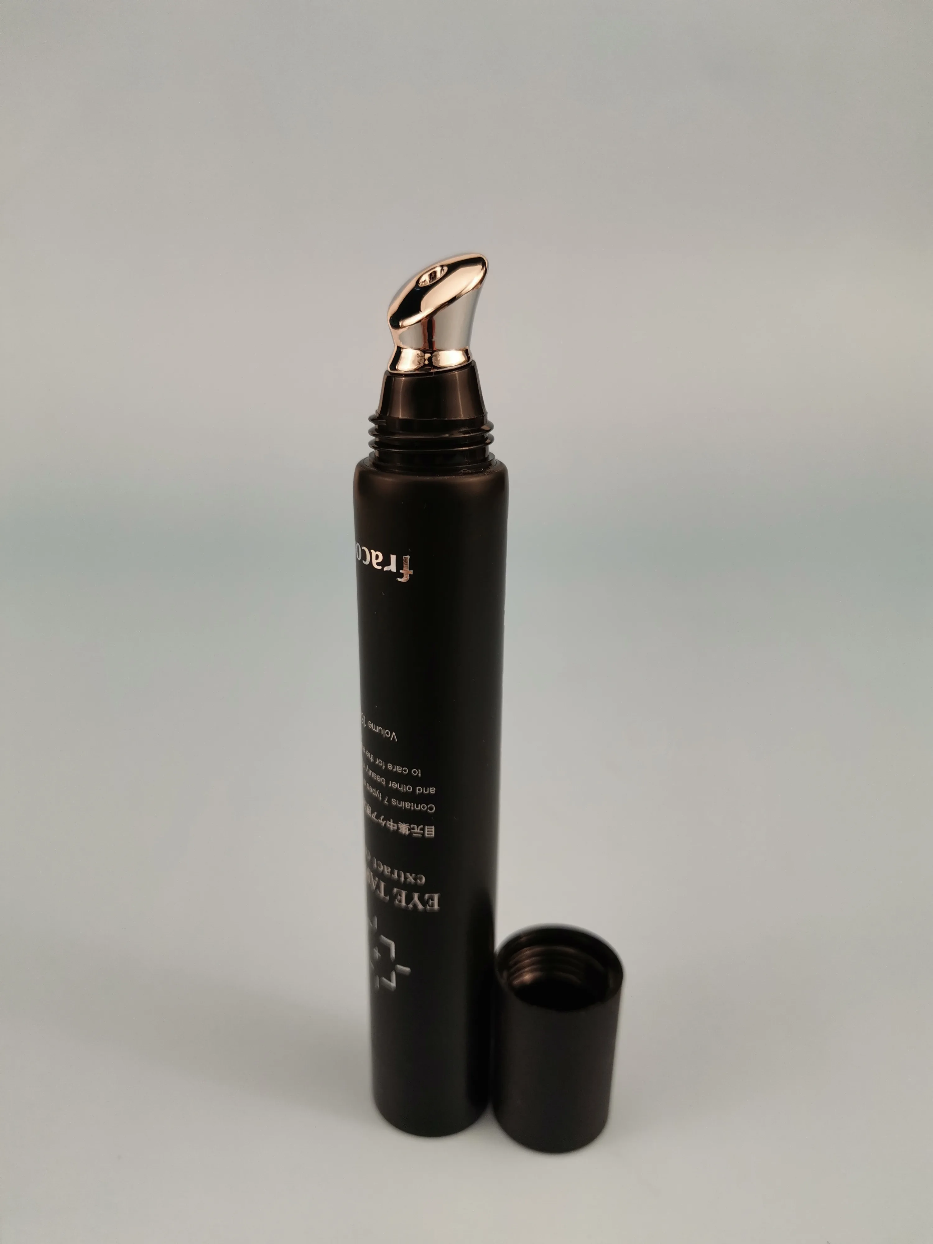 15 ml black cosmetic eye cream zinc alloy applicator plastic empty packaging tubes for eye cream