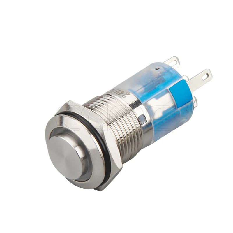 ip67 ring led stainless steel 12v waterproof 16mm red led circle latching push button