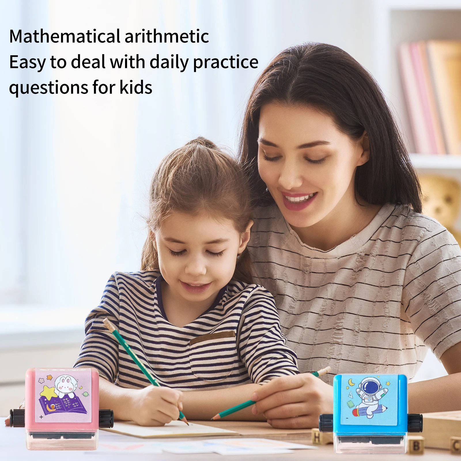 Best-selling Math Stamps Tutoring Kids Learning Number Rolling Math Stamp