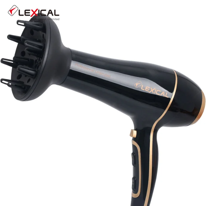 Портативный Фен Lexical, 2000 Вт, фен горячим воздухом, популярный черный, от производителя комплексного оборудования, фен для волос с электродвигателем переменного тока
