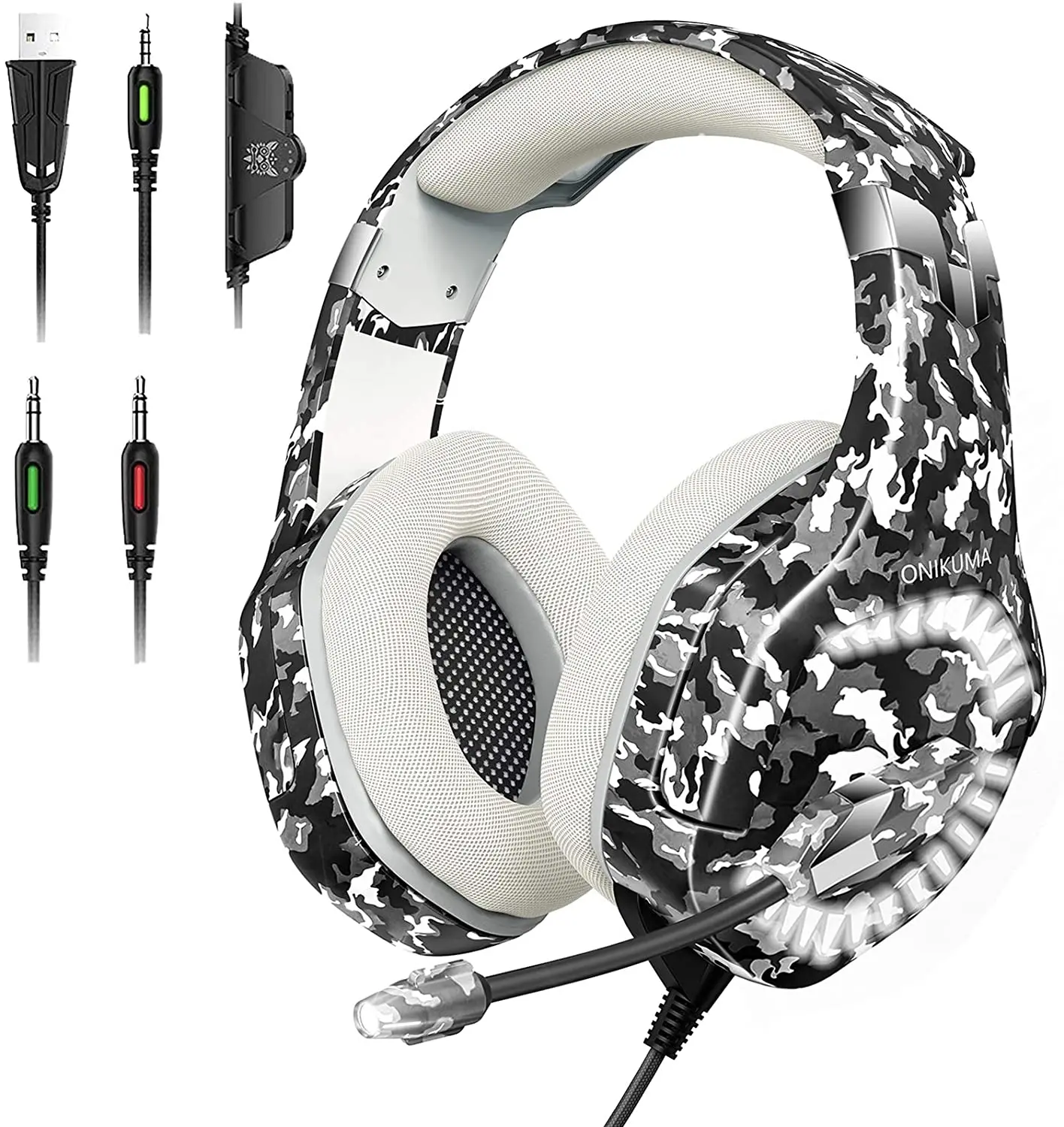 ONIKUMA K1BPRO Gaming Headset Stereo Sound Noise Canceling Gamer Headphone USB AUX Wired On ear headset for PS4 Gamer Accessorie