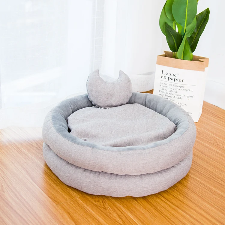 
Wholesale Custom Luxury Soft Plush Warm Pet Bed Cushion Sofa Donut Round Cat Dog Bed 