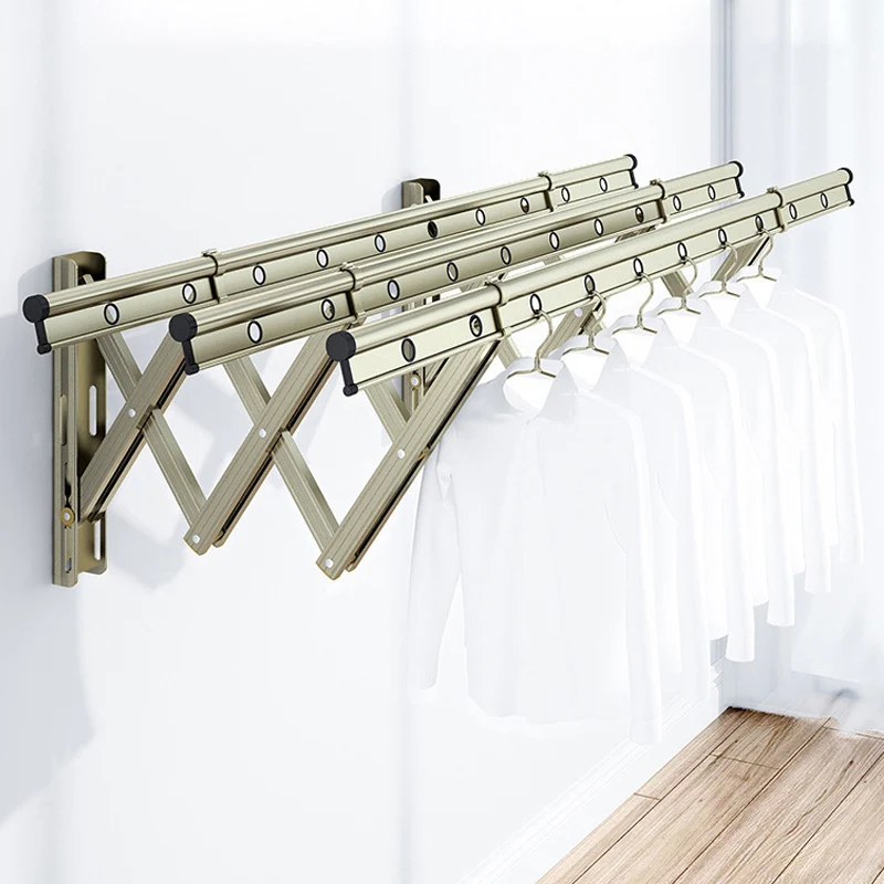 outdoor wall mount push-pull folding clothes hanger drying rack No rust aluminium telescopic clothes-hanger