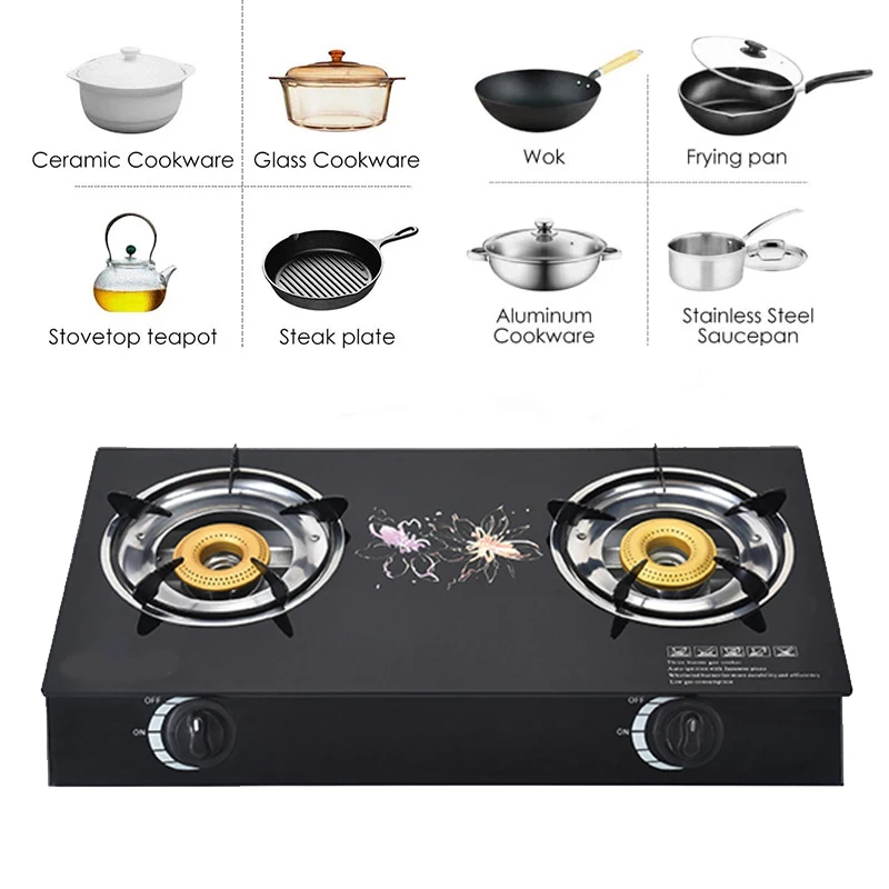 Home kitchen cooking appliance best price 2 burner  commercial built-in flip-open gas stove gas cooker