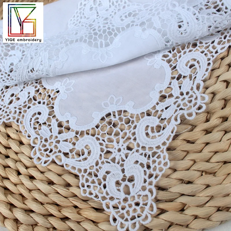 White 100% Cotton luxury Lace Handkerchiefs suitable for embroidery or printing Women Ladies Wedding Holiday Gifts