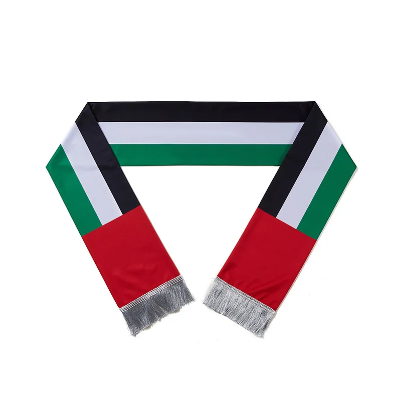Wholesale Promotion Scarf Flag Custom Design Logo Country Soccer Sports Team Football Fans National Flag Scarf Tassel Scarves
