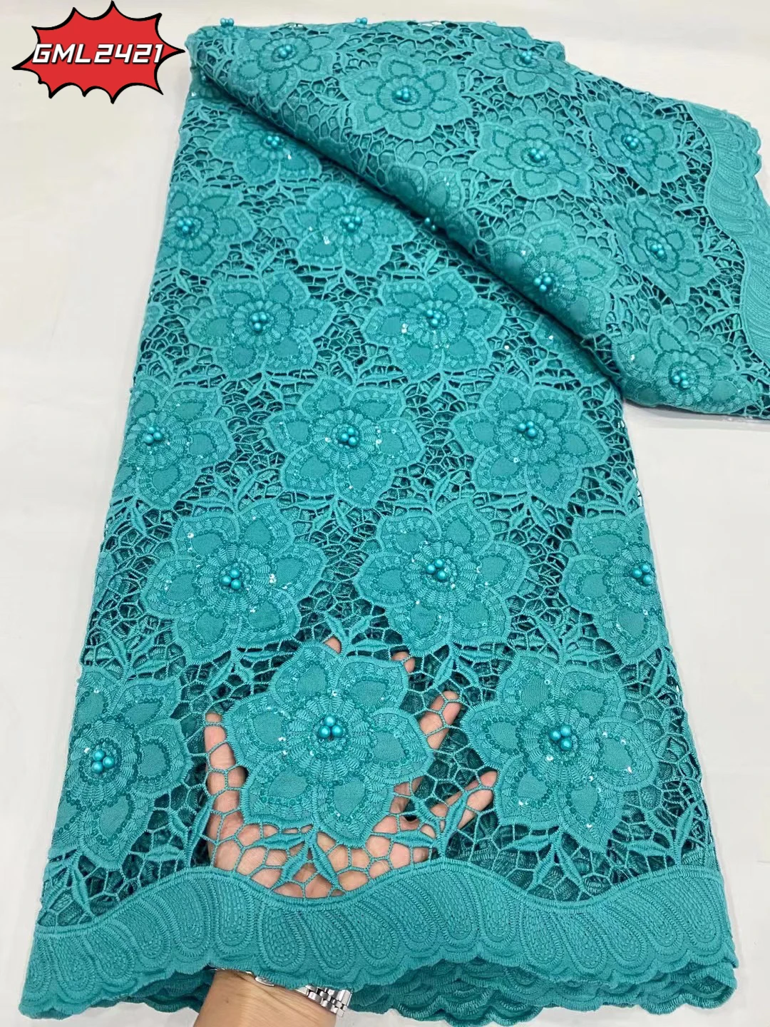 Exquisite African Dry Lace, Tissu Voile Lace Fabric High Quality Swiss Cotton White Guipiure 100% Cotton Satin Lace with beaded