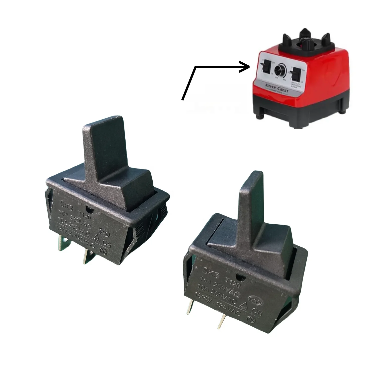 250V 10A/16A Resilient On-Off Switch Rocker Switch Pulse Control Push Switch Button Spare Parts for Blenders & Juicers 125V