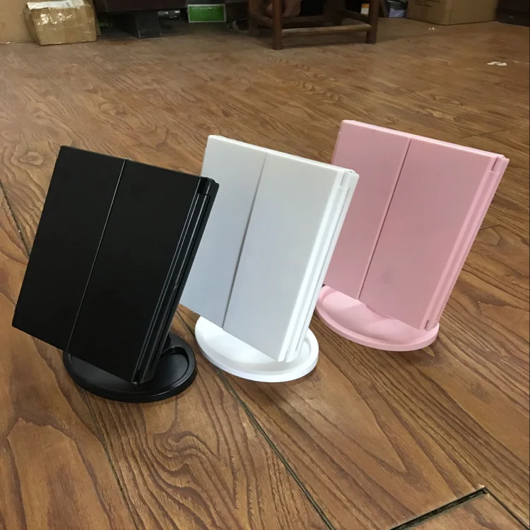 1X 2X 3X Zoom USB induction dressing lamp mirror 180 degree rotation battery LED Touch three fold beauty and makeup mirror