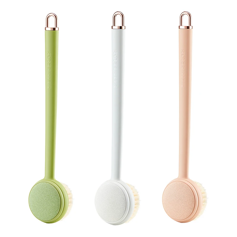 Superior Quality Soft Double-sided Sponge Brush Head Long Handle Liquid Soap Skin Massage Back Shower Bath Brush