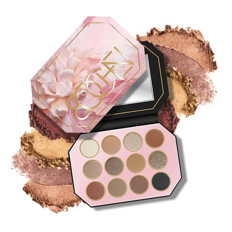 High Pigment 12-Color Shimmer Matte Chocolate Eyeshadow Palette Low MOQ Private Label For Makeup