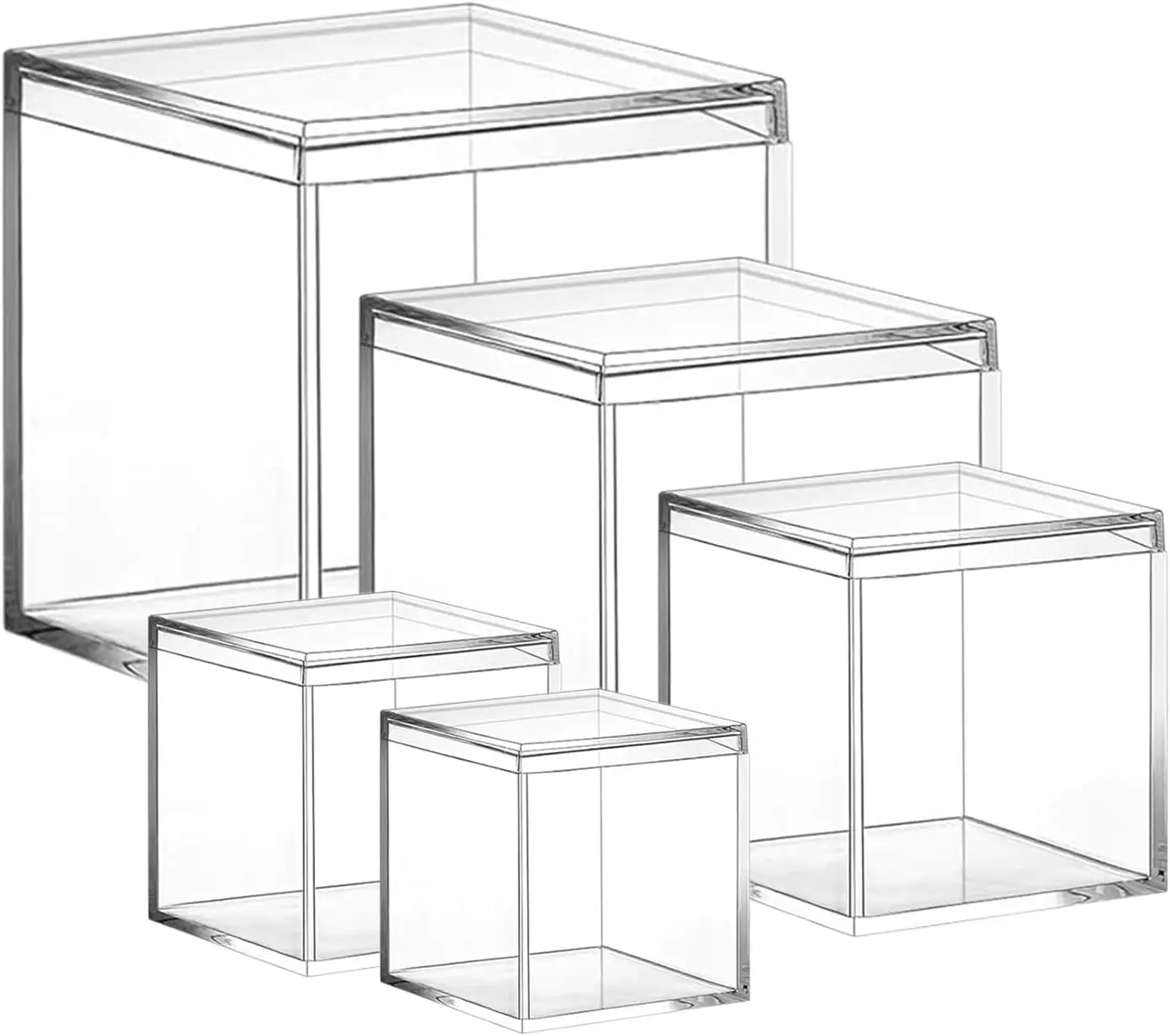 Transparent Plastic Square Cube Container Clear Acrylic Box With Lid For Candy Pills And Small Jewelry Display