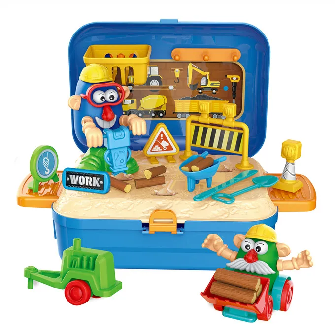 Boy and girls pretend play DIY engineering set with  color dough children backpack series