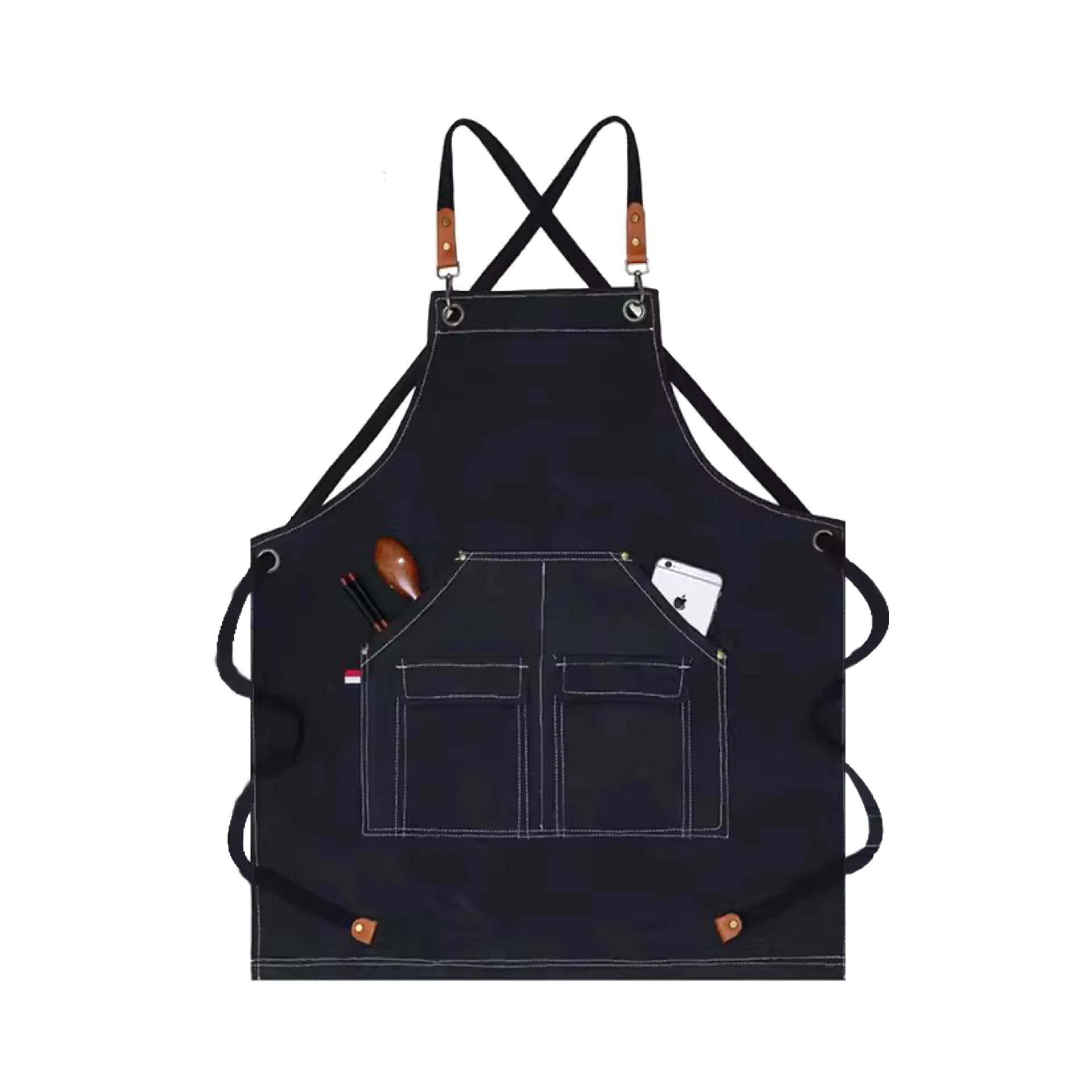 Waterproof thickened canvas barista apron baking bar milk tea shop floral bartender