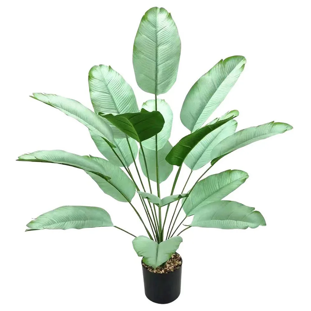 Artificial Plants Faux Banana Tree Tropical Monstera Leaf Faux Large Palm Leaves Fern Green Bushes Shrubs Greenery