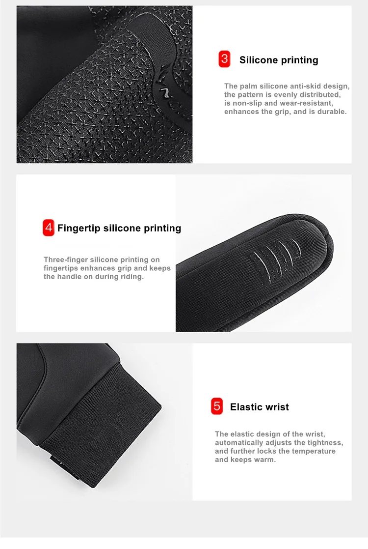 Warm winter riding gloves Fashion full finger running winter thermal gloves with touch screen fingers
