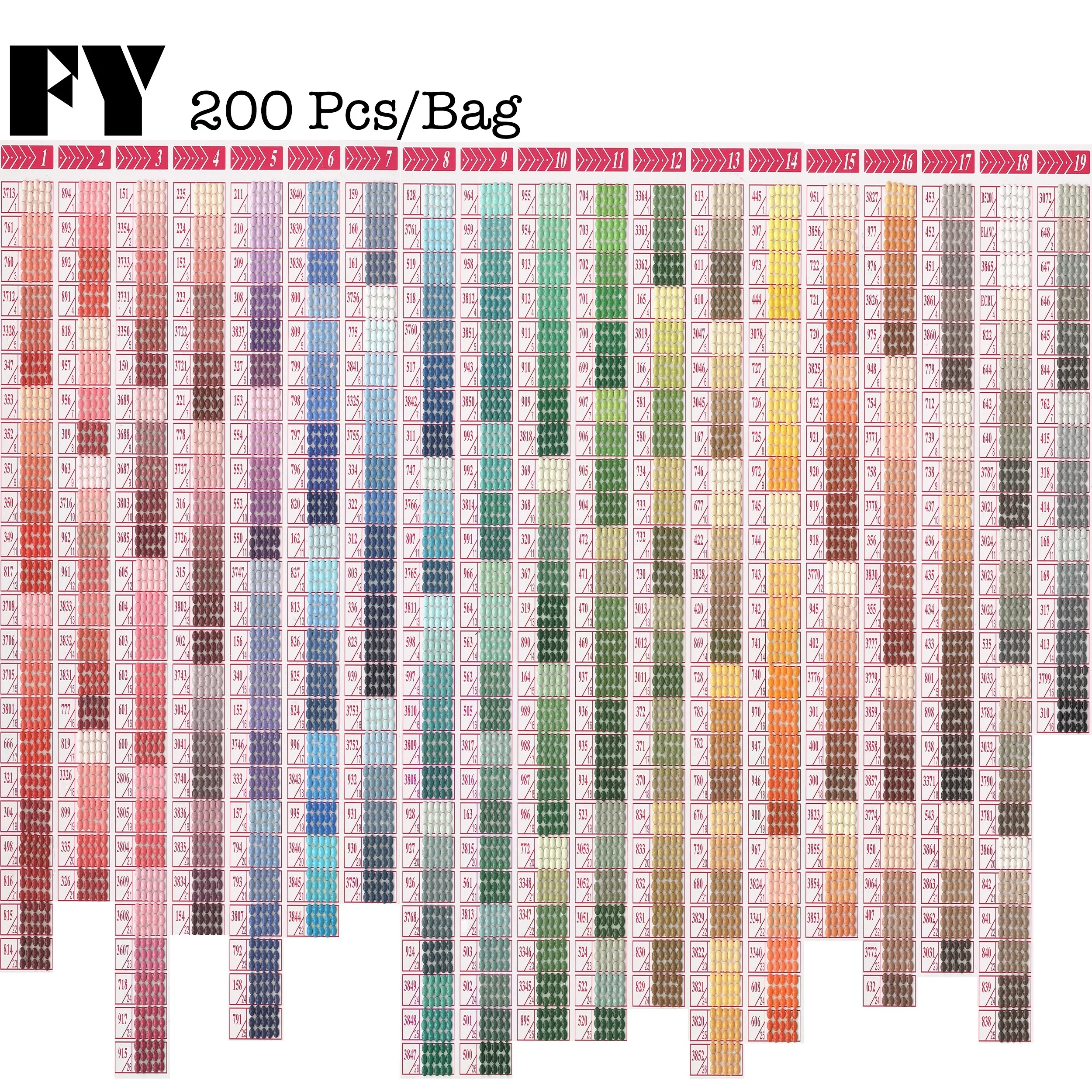 #01 Diamond Painting Bead 200Pcs/Bag Acrylic Round DIY Card Clock Lamp Sticker Notebook Chain DMC447