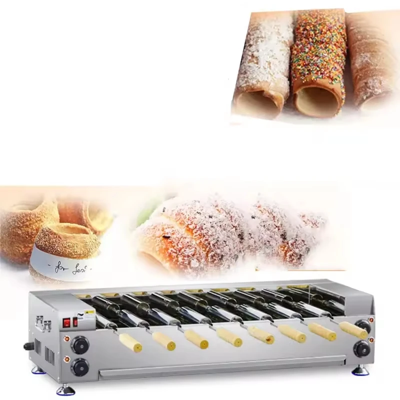 Donut Doughnut Ice-Cream Cone Maker Hungary Trdelnik Chimney Bread Roll 110V Electric/Gas Chimney Cake Kurtos Kalacs Machine